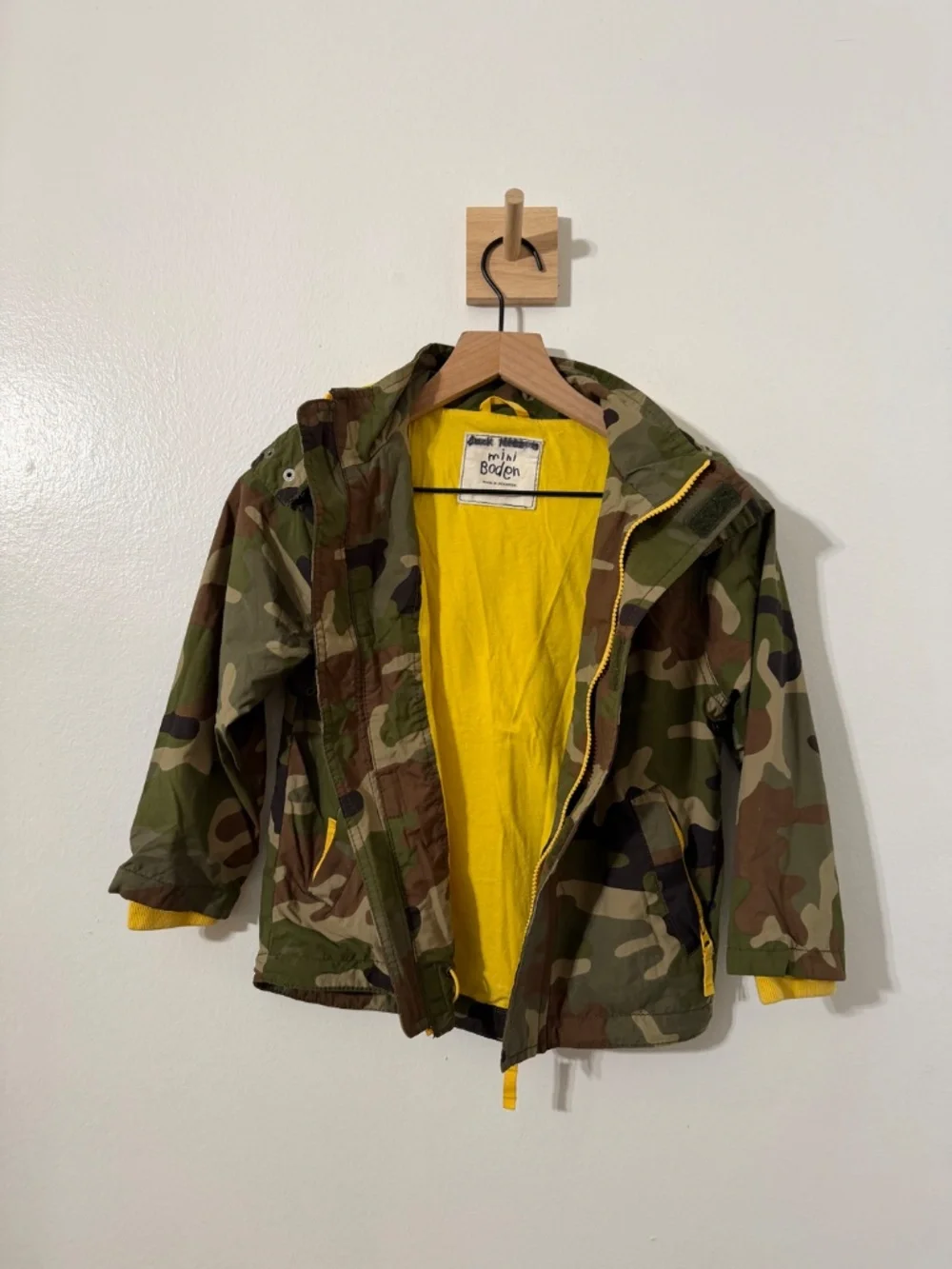 Mini Boden Camouflage Zip Up Jacket 5-6 Yr Boys Lined Hooded